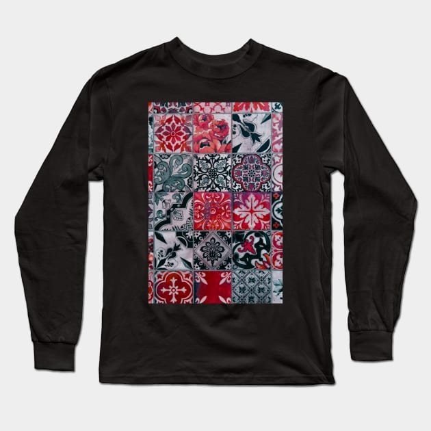 Colorful Portuguese Tiles Long Sleeve T-Shirt by JonHerrera